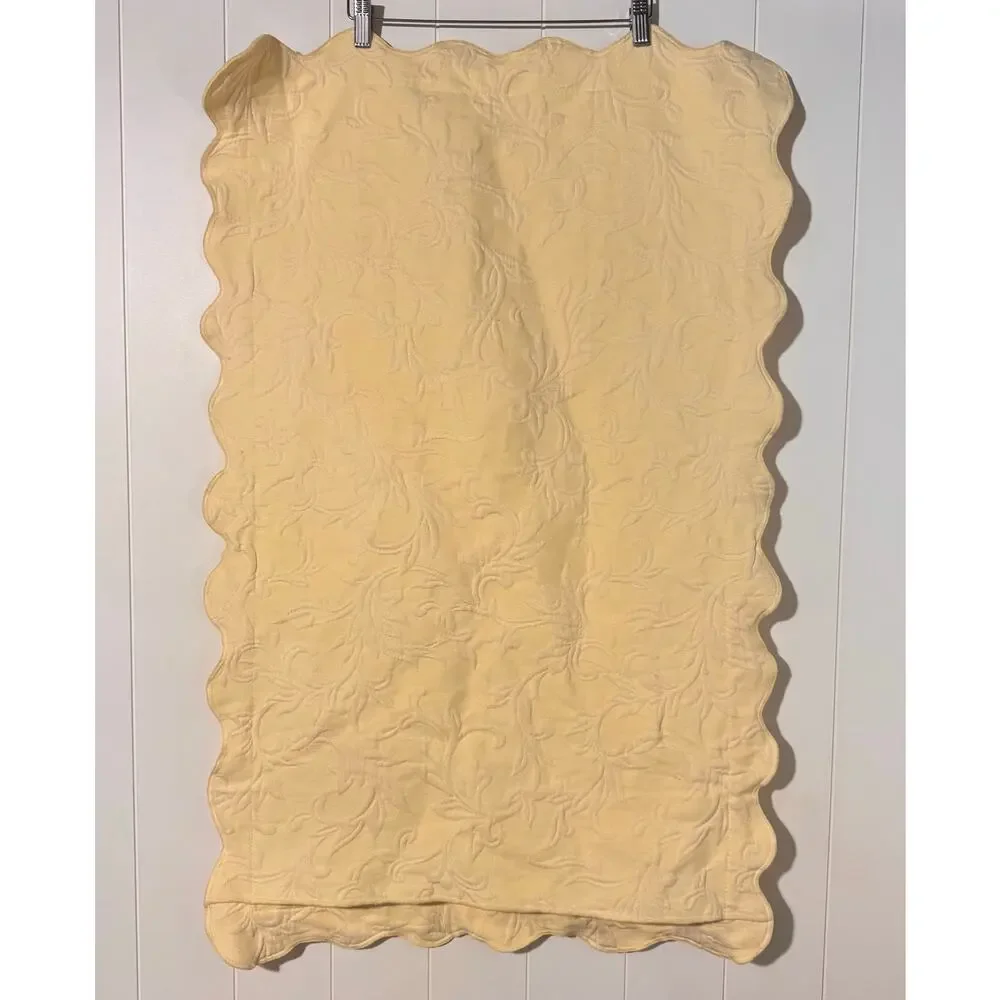 JCP Home King Pillow Sham Cream Embossed Floral Scalloped Edge